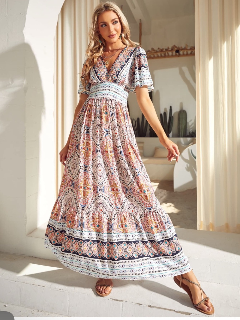 Luukse women's dress Allover Print Ruffle
(Small) Multicolor